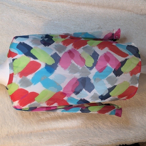 LIZ CLAIBORNE CAREER Classic Watercolor Sheer Blouse LP - Picture 3 of 16